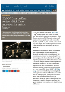 The Guardian: 20,000 Days on Earth