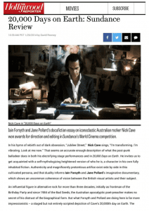 Hollywood Reporter: 20,000 Days on Earth