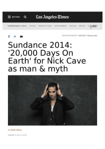 LA Times: Nick Cave as Man & Myth