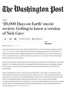 Washington Post: 20,000 Days on Earth