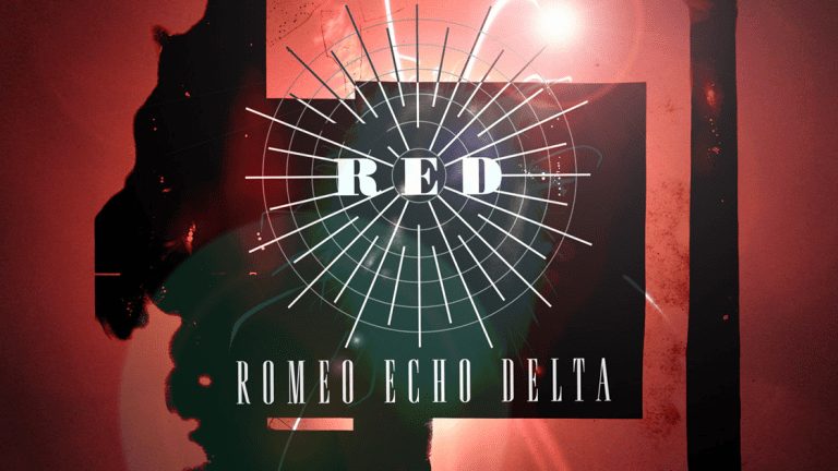 Title card reading "Red / Romeo Echo Delta" with a radiating starburst graphic over a red textured background.