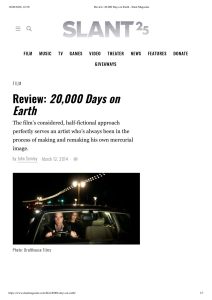 Slant Magazine: Review: 20,000 Days on Earth