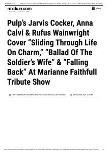 Music Mxdwn: Pulp’s Jarvis Cocker, Anna Calvi & Rufus Wainwright Cover Marianne Faithfull